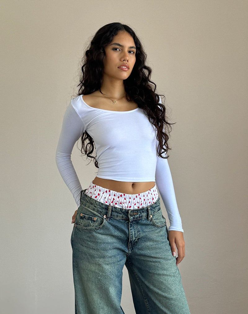 Imagen de Laboxe Pantalones cortos en blanco Corazones rojos