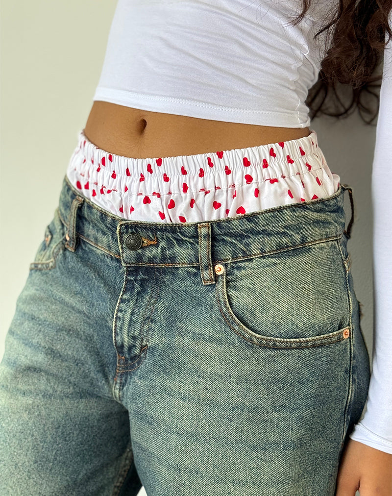 Laboxe Boxer Shorts en Blanco Corazones Rojos