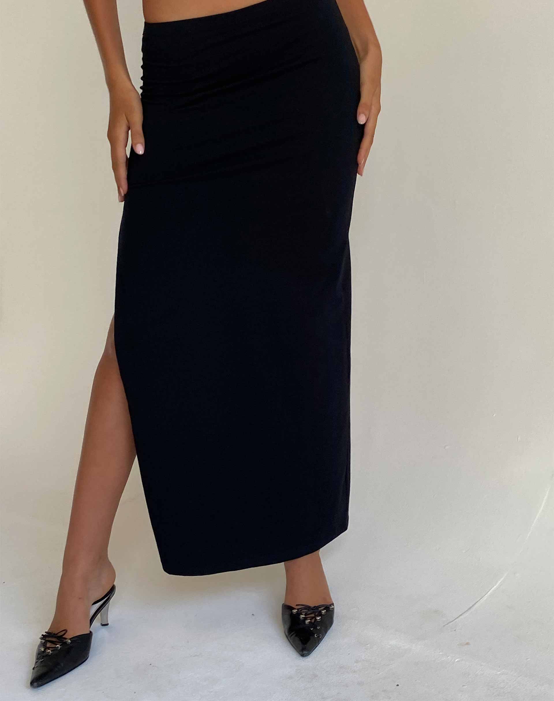 imagen de Stusie Split Hem Maxi Skirt en Negro