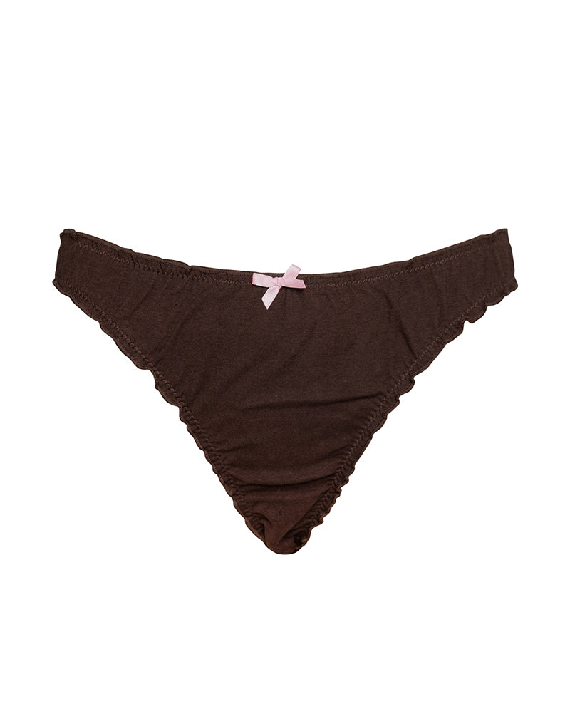 Imagen de Adrienne Tanga en Jersey Chocolate con Lazo Rosa