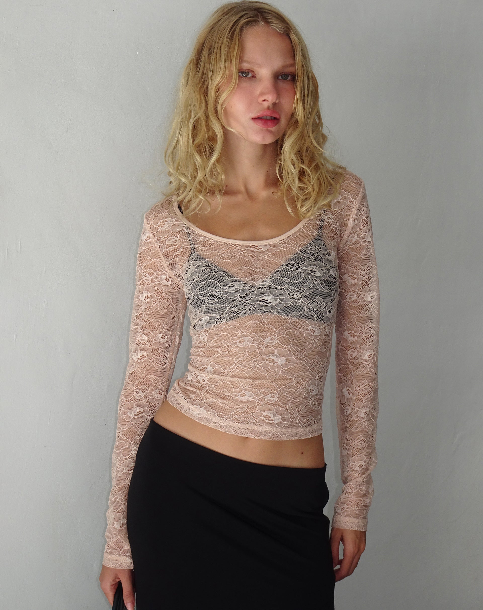 Imagen de Lainey Top de Encaje de Manga Larga en Blush