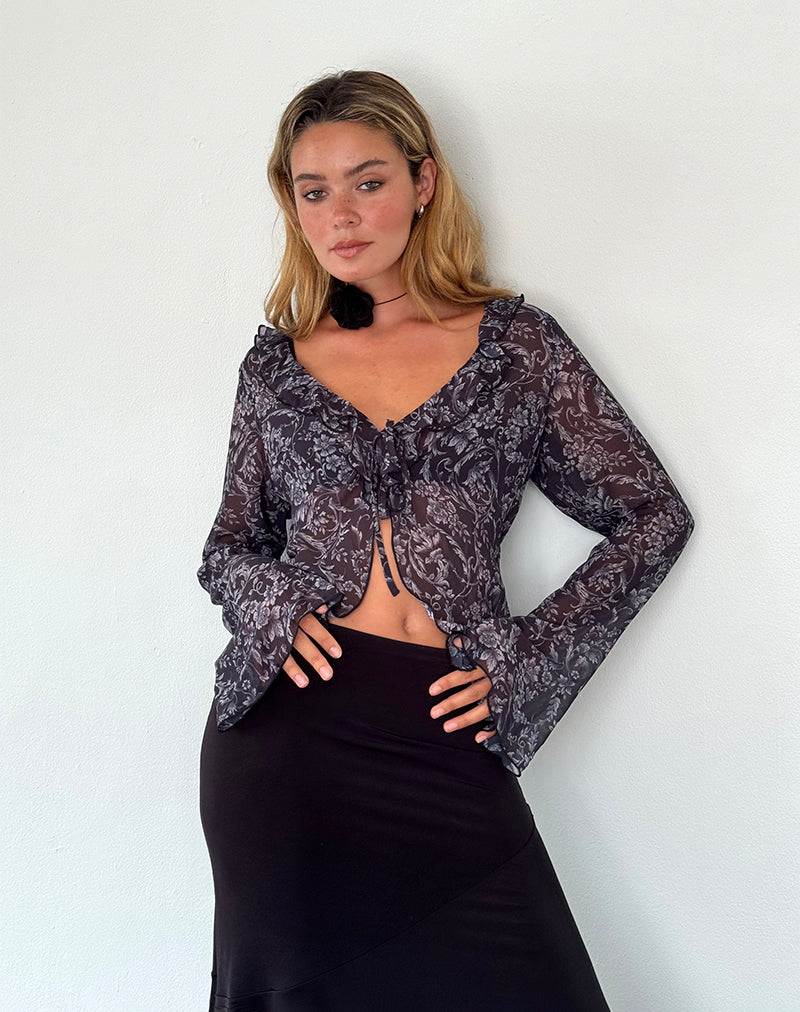 Imagen de Lakota Cardigan en negro estampado barroco
