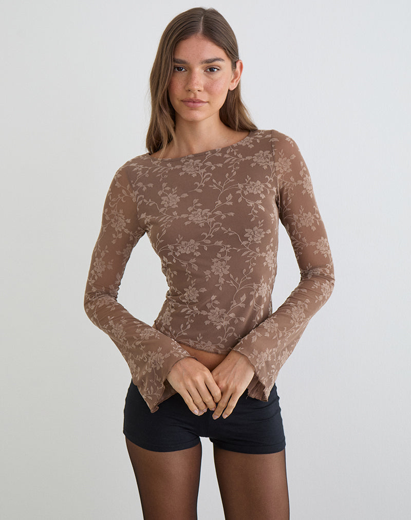 Imagen de Lakya Top en Leafy Flock Dark Taupe
