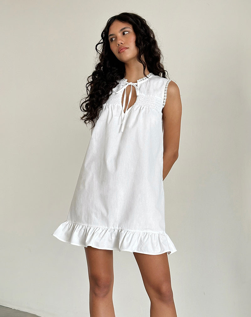 Minivestido Lalita Babydoll de popelina blanca