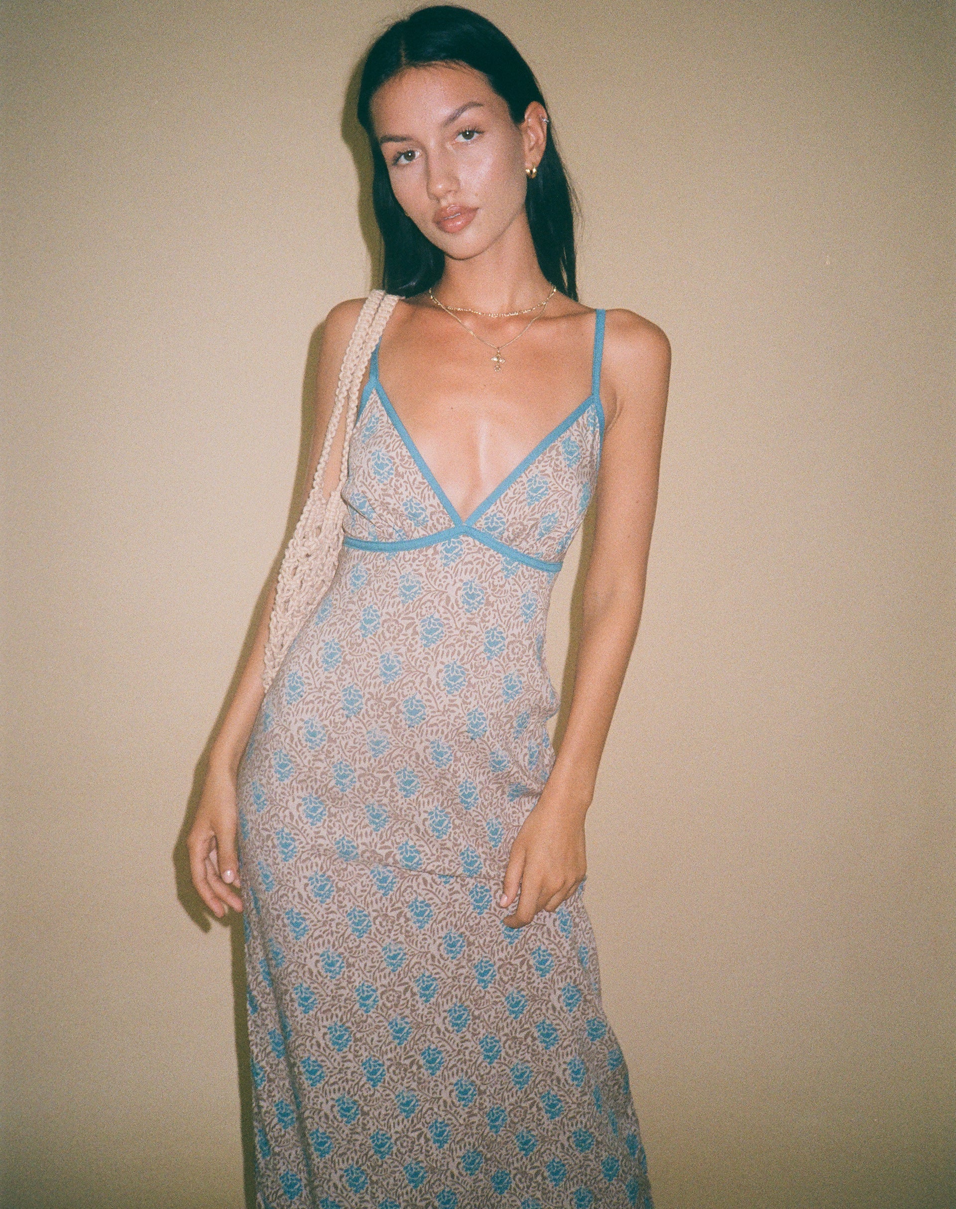imagen de Lalu Midi Dress in Bohemian Batik Blue Brown