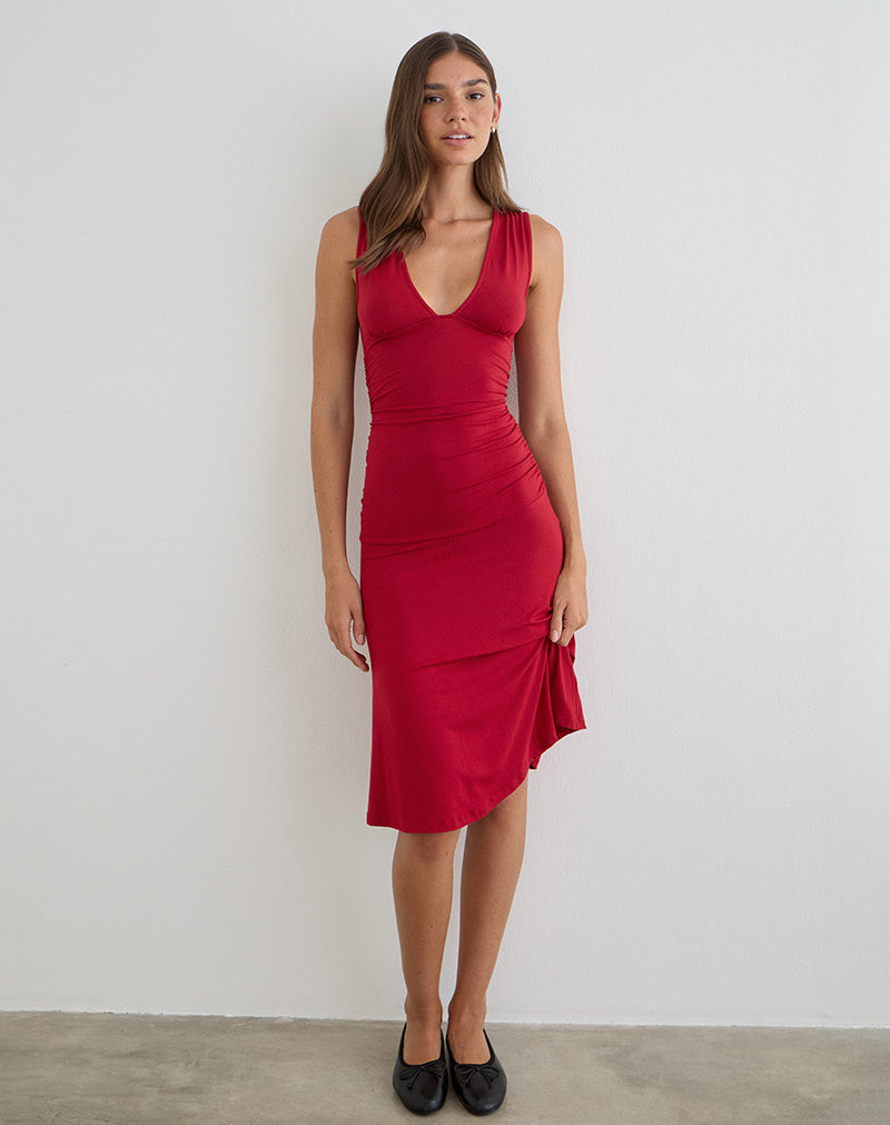 Vestido midi Laluma en rojo adrenalina