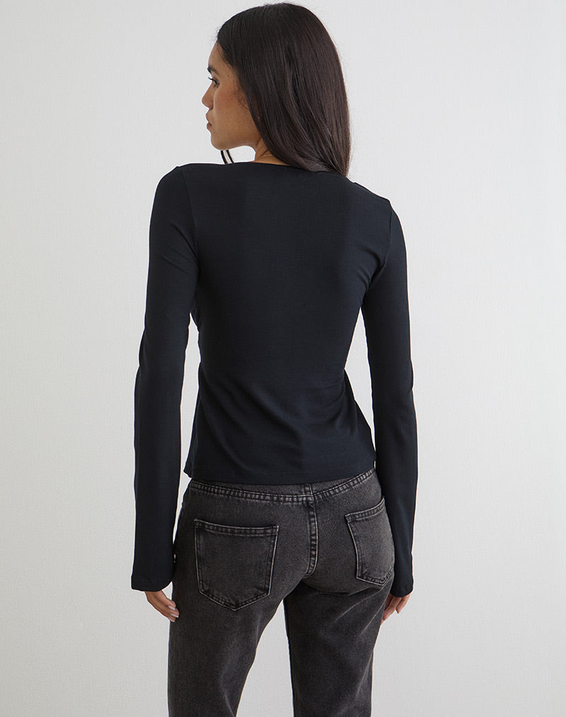 Image of Lamae Wrap Top in Black