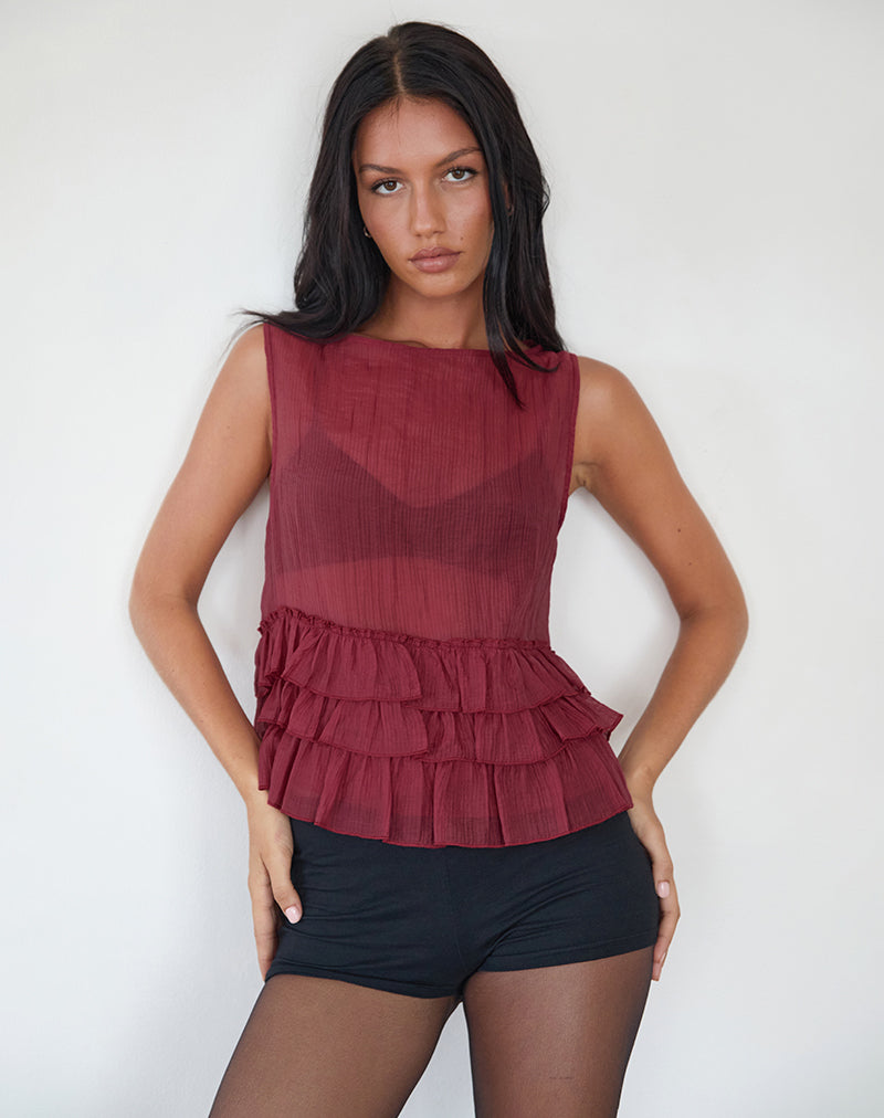 Blusa sin forro Lamina en granate