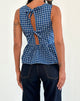 Imagen de Lanzo Tie Back Top in Poplin Navy Tartan