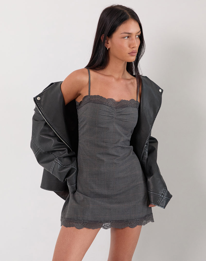 Minivestido Larna de cuadros Tailoring Gris