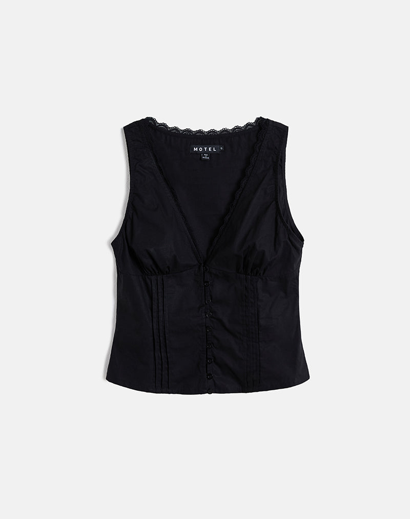 Imagen de Lasily Corset Top Cuello en V Negro