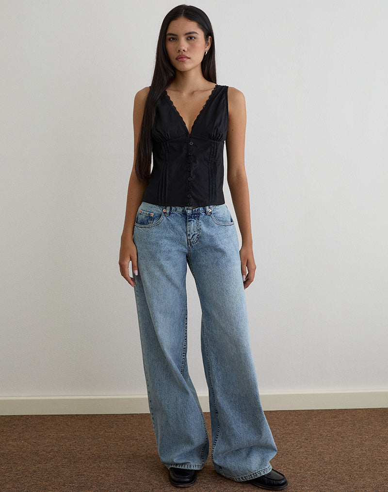 Lasily Top Corsé Cuello en V Negro