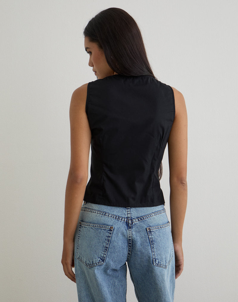 Imagen de Lasily Corset Top Cuello en V Negro