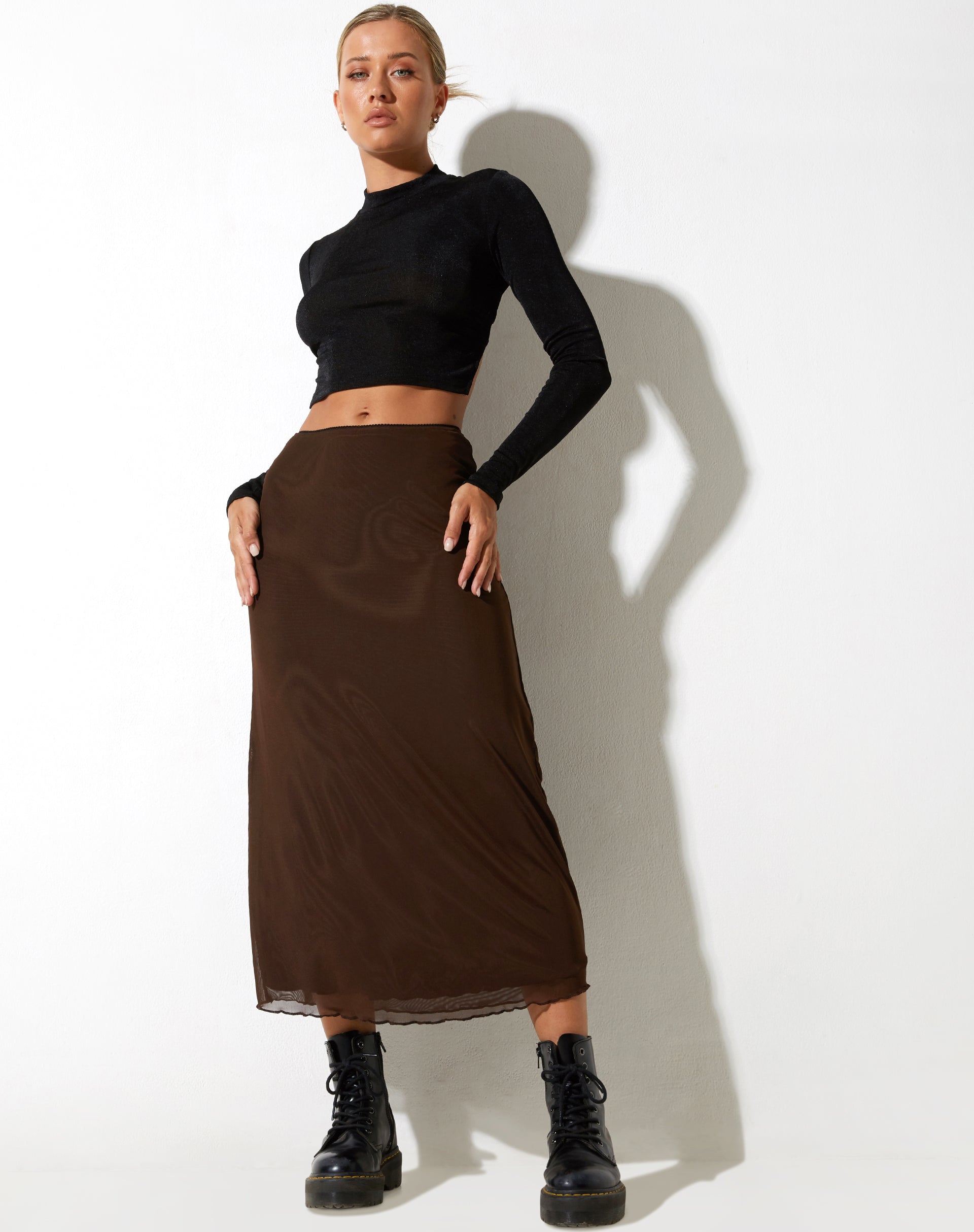 imagen de Lassie Falda Midi en Mesh Marrón