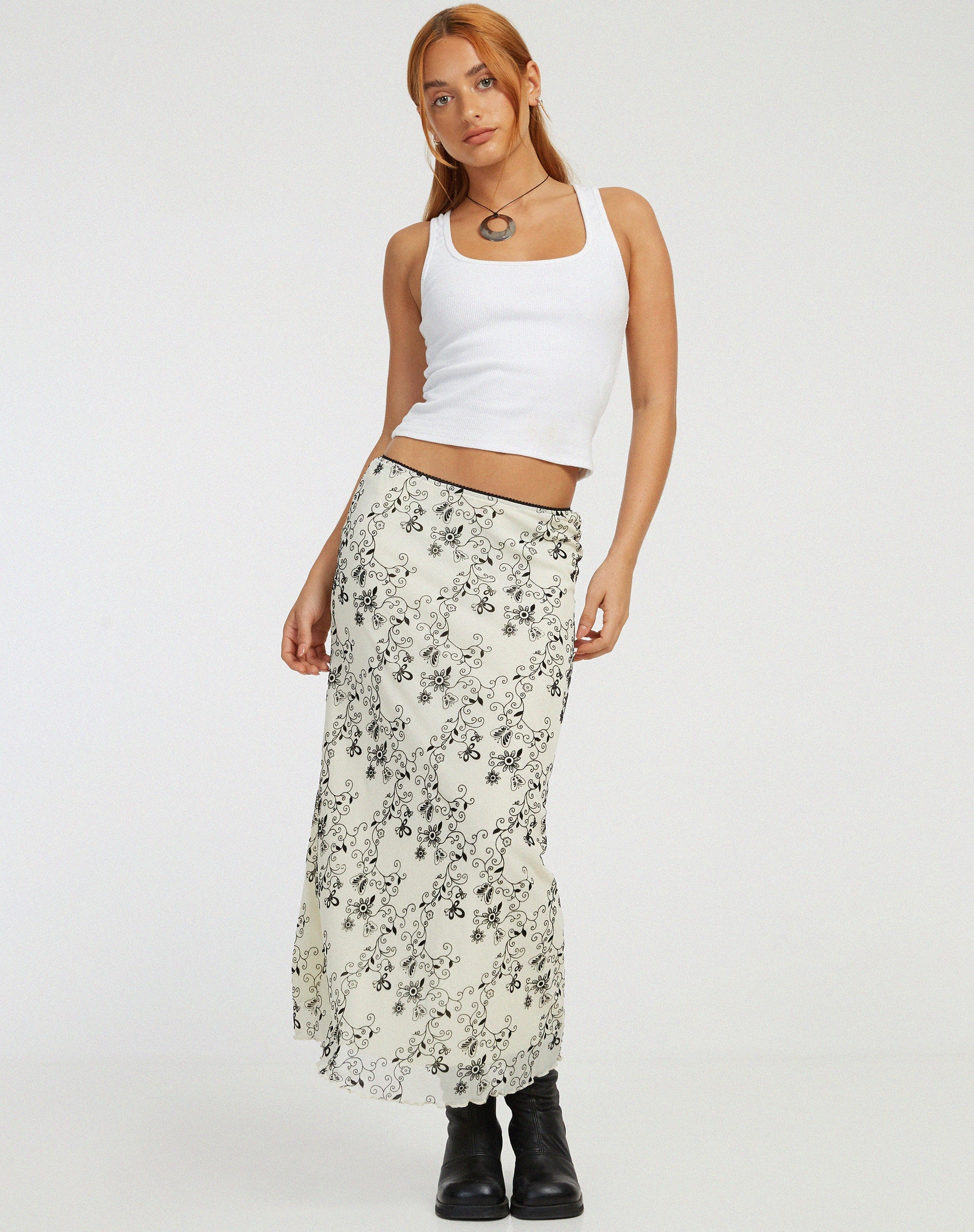 imagen de Lassie Maxi Skirt in Butterfly Vine Flock White
