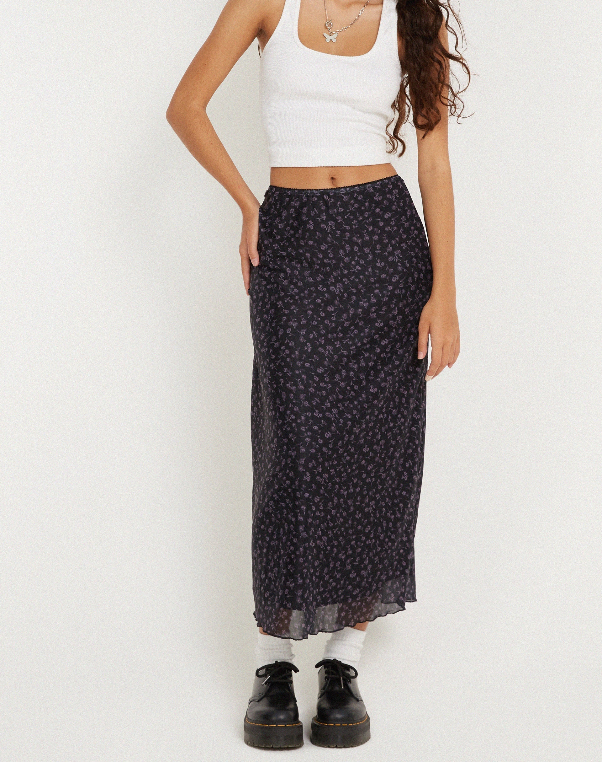 imagen de Lassie Maxi Skirt en Dark Ditsy Rose Negro