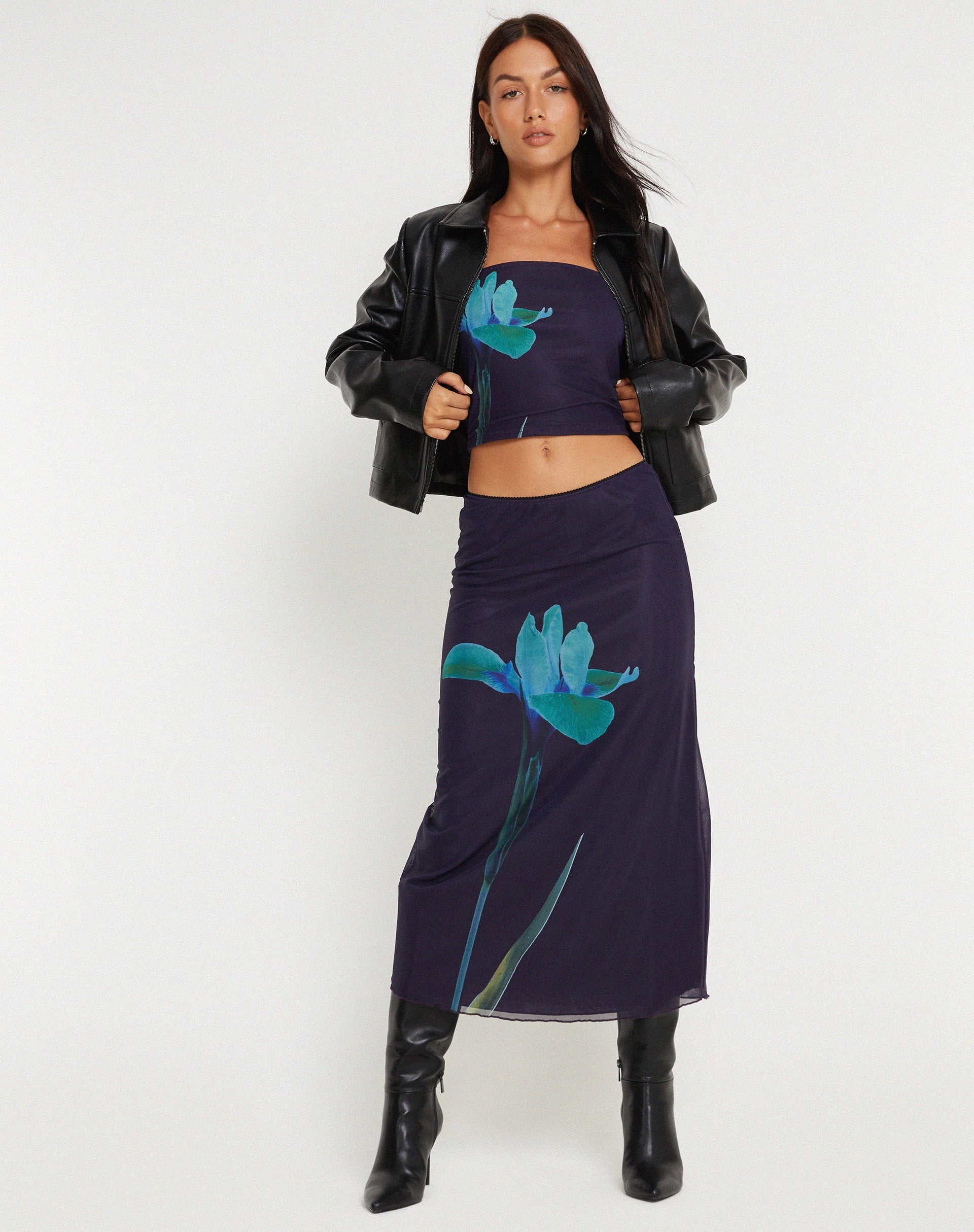 imagen de Shae Mesh Bandeu Top en Flor Azul Marino