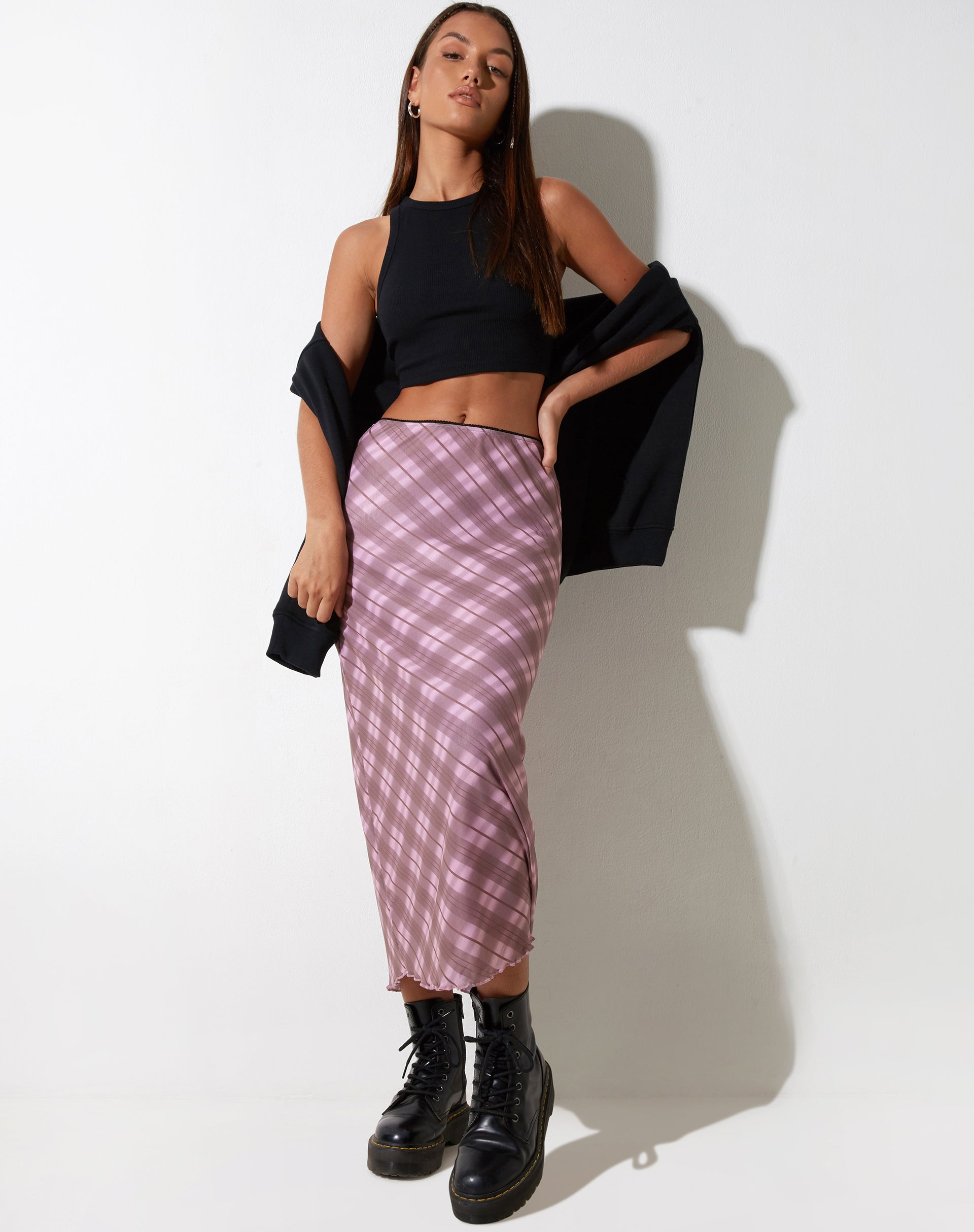 IMAGEN DE Lassie Maxi Skirt in Pink Blurred Check