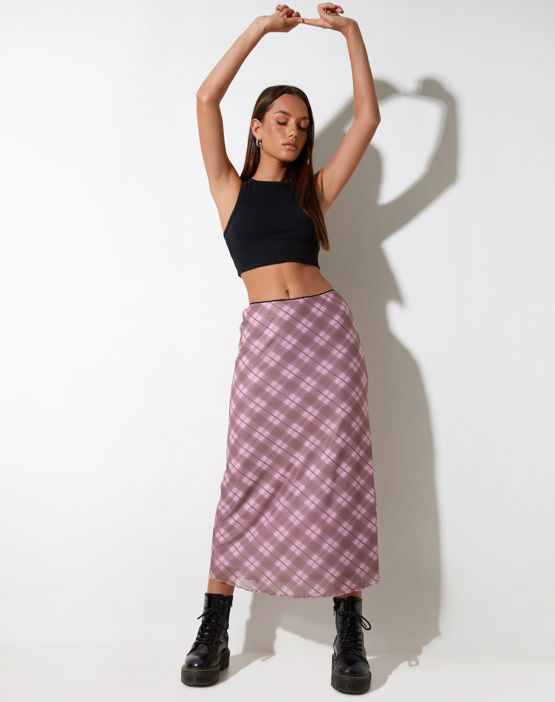 IMAGEN DE Lassie Maxi Skirt in Pink Blurred Check