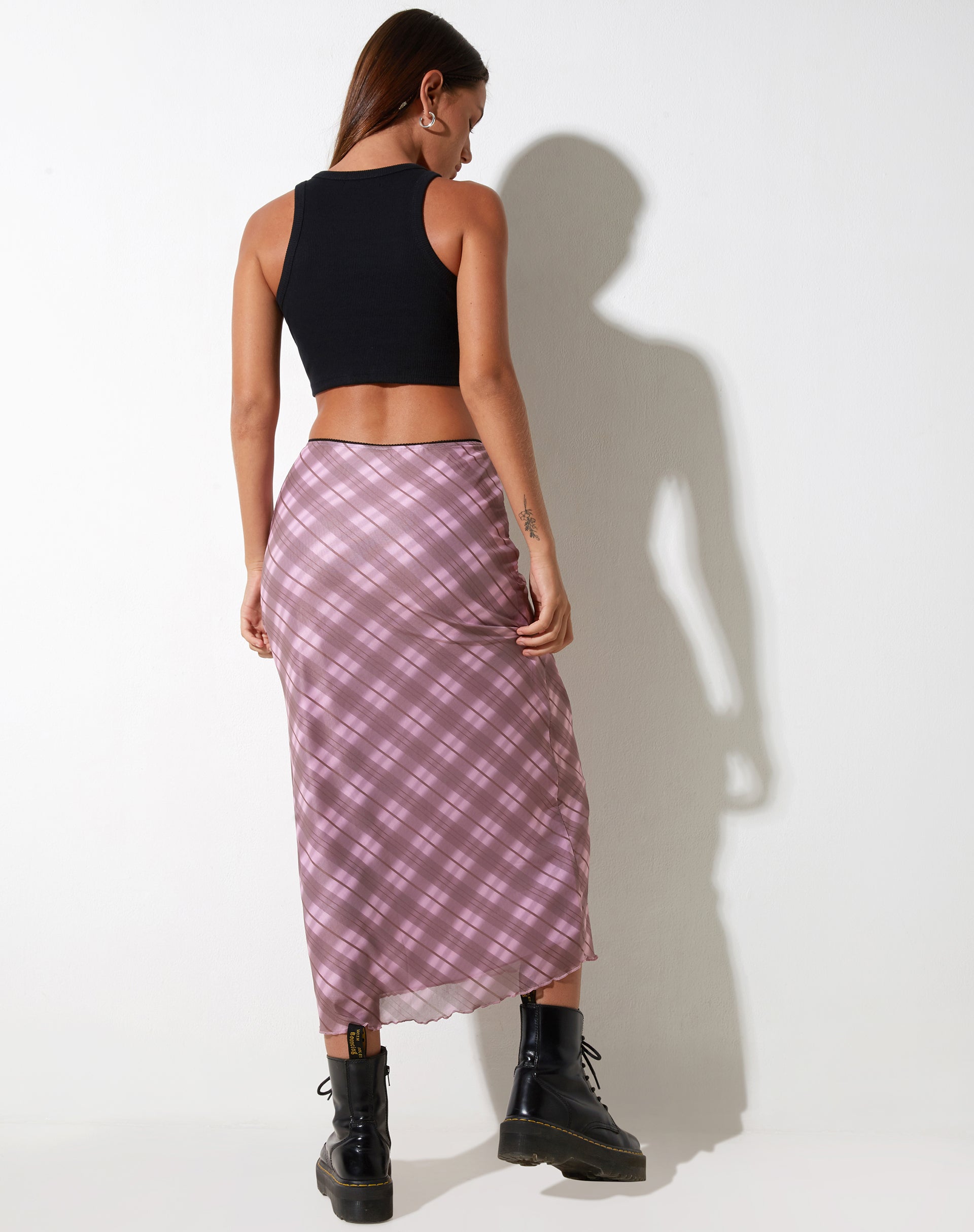 IMAGEN DE Lassie Maxi Skirt in Pink Blurred Check