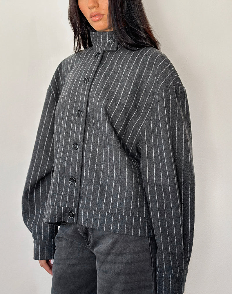 Imagen de la chaqueta Lastika de rayas marrones
