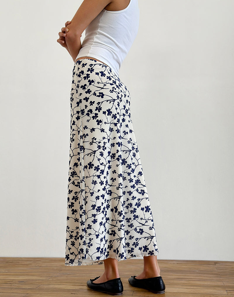 imagen de Latika Skirt en Grunge Floral Flock Cream