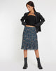 imagen de Latrix Mesh Midi Skirt in Tonal Blue Paisley
