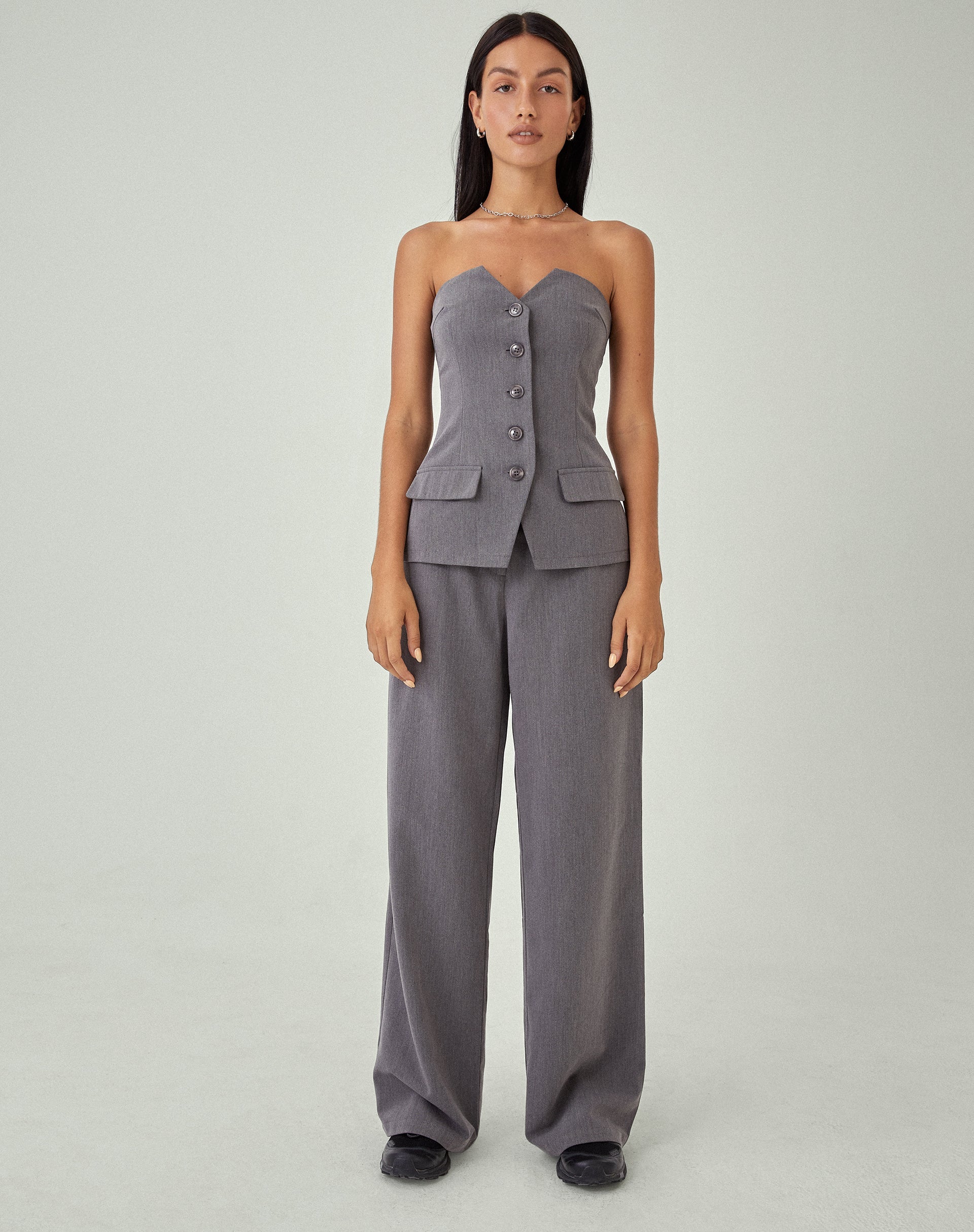 imagen de MOTEL X JACQUIE Lavan Corset Top en Charcoal