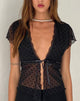 Imagen de Lavanya Top Mariposa en Polka Negro Flock