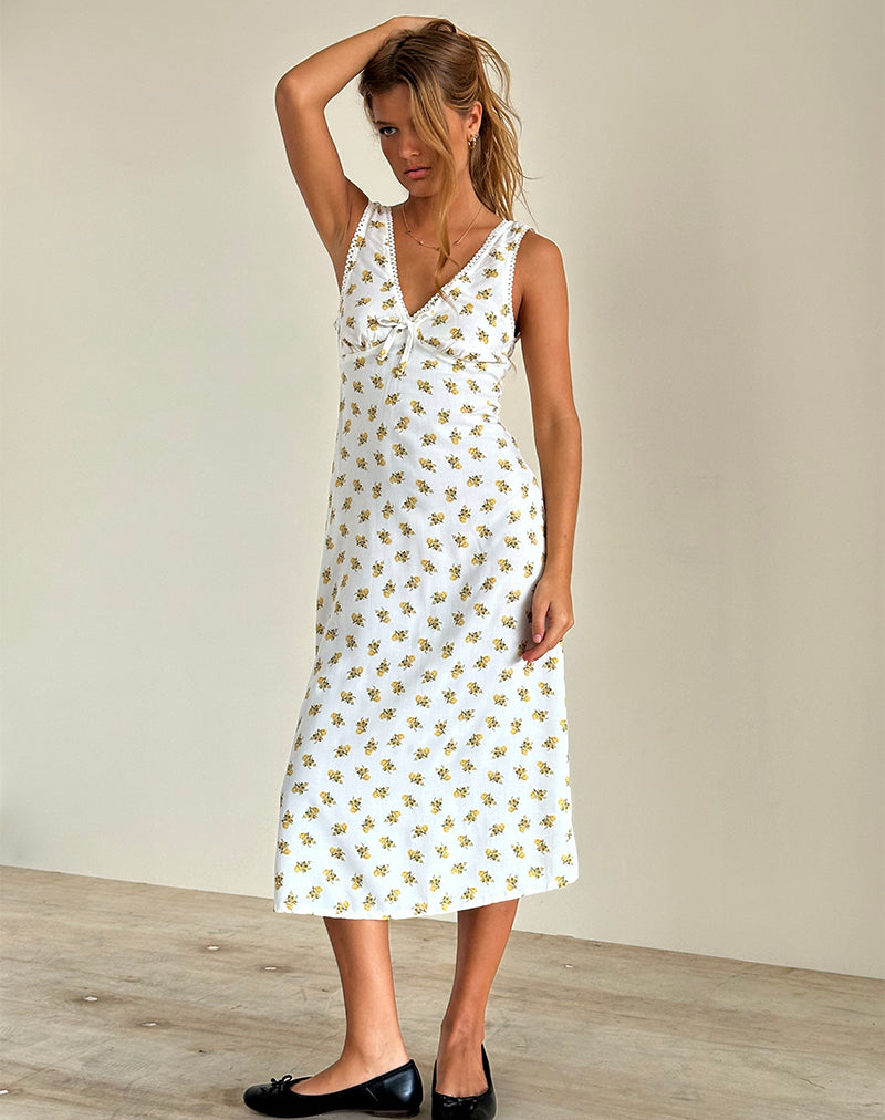 Imagen del vestido Lavisha Midi Dress in Funshine Floral Off White