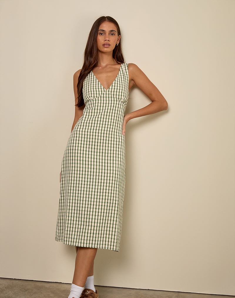 Vestido midi Lavisha de cuadros verdes