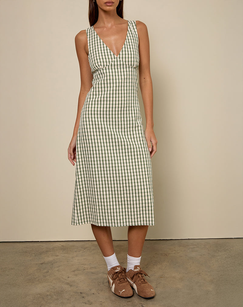 Vestido midi Lavisha de cuadros verdes