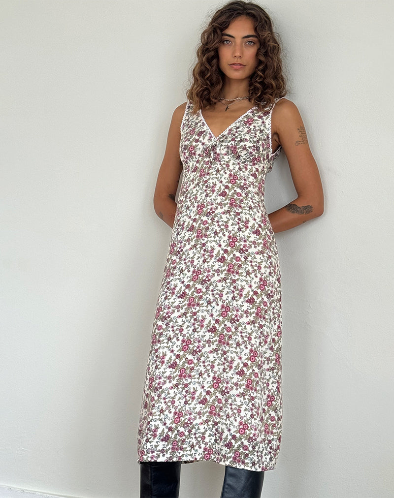 Vestido Lavisha Midi en Vintage Bloom Marfil