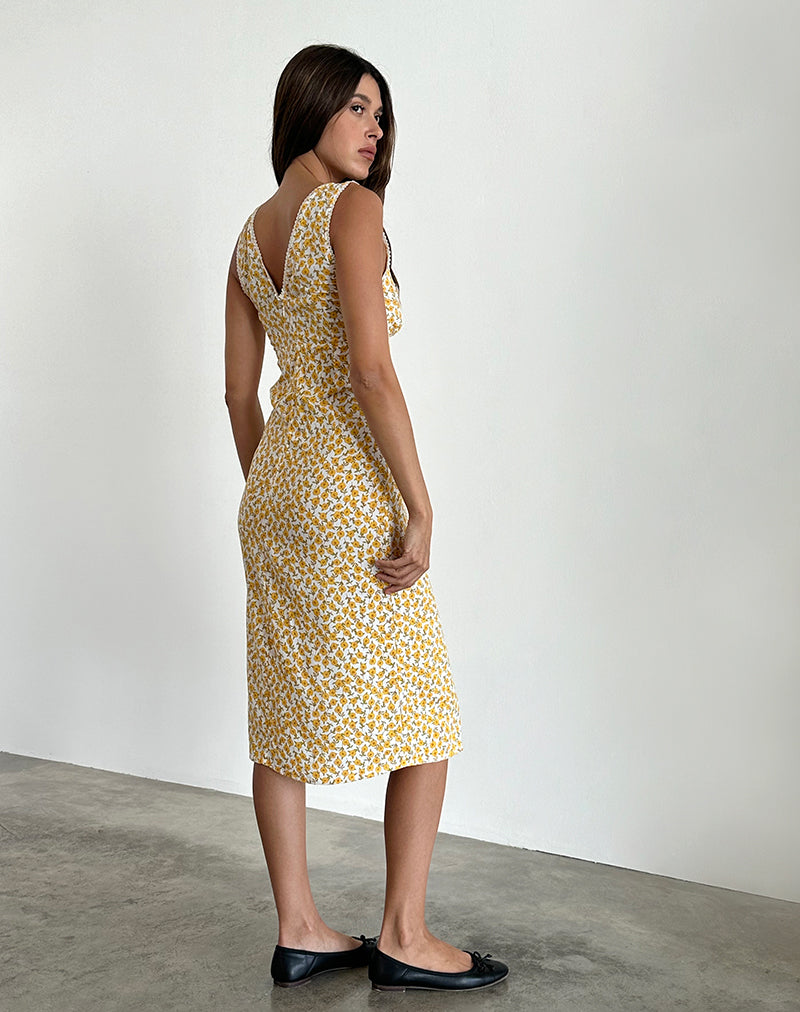 Imagen del vestido Lavisha Midi en amarillo Cosmos Garden