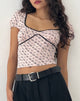 Imagen de Laz Top en rosa cereza Sketch Print