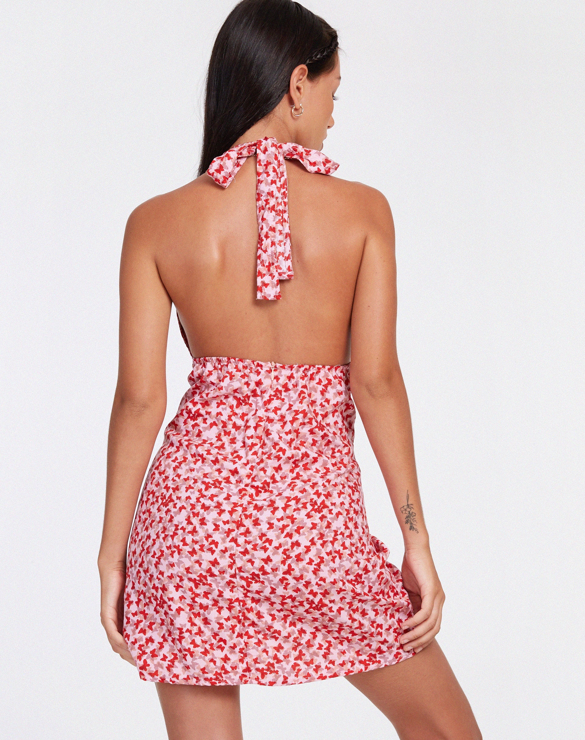 imagen de Leana Mini Dress in Ditsy Butterfly Peach and Red