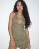 Imagen de Leana Minivestido de cuello redondo con estampado de cocodrilo color canela