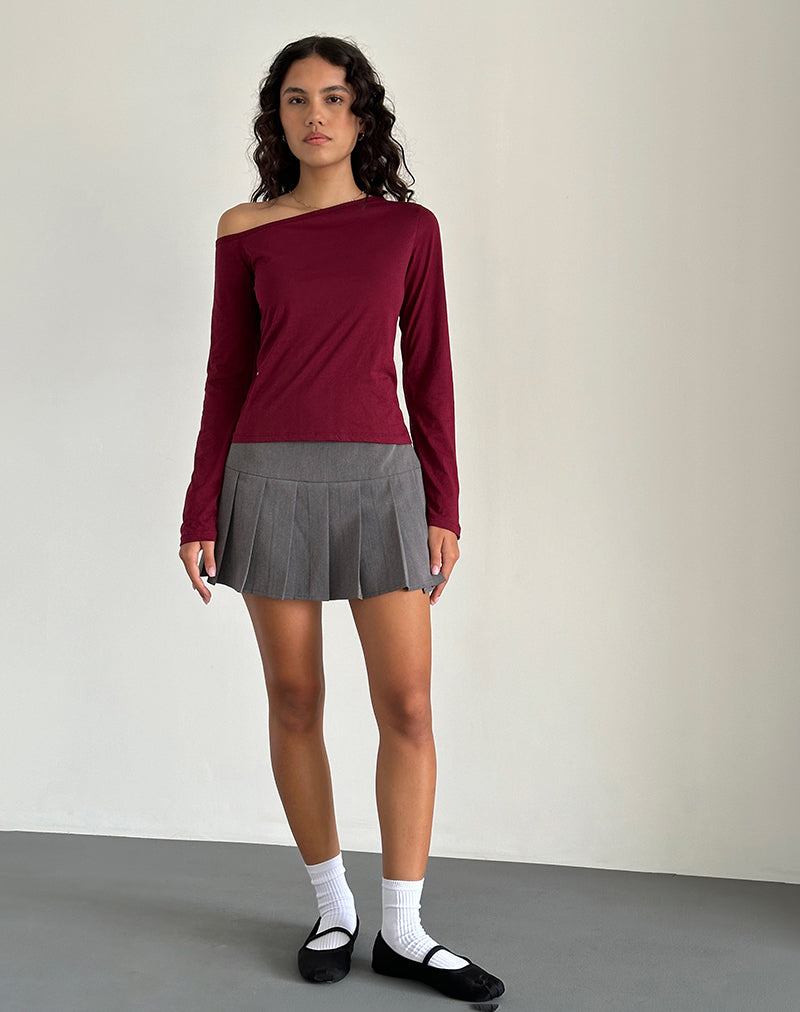 Imagen de Ledez Asymmetric Slouchy Top in Burgundy Tissue