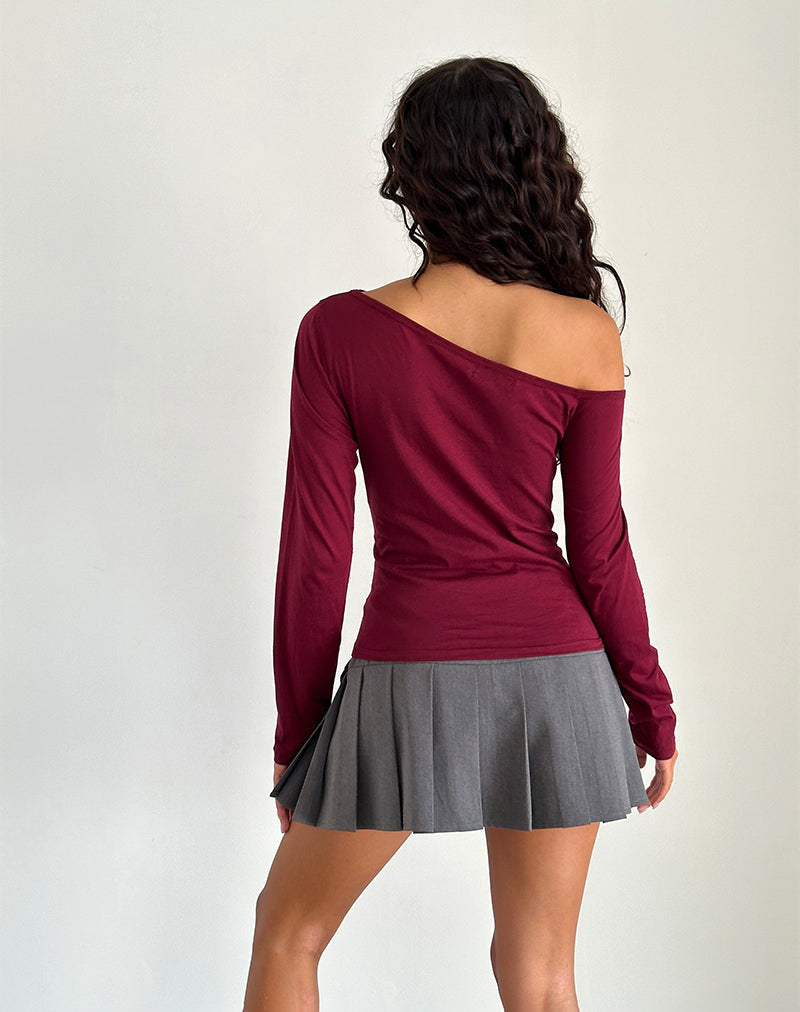 Imagen de Ledez Asymmetric Slouchy Top in Burgundy Tissue