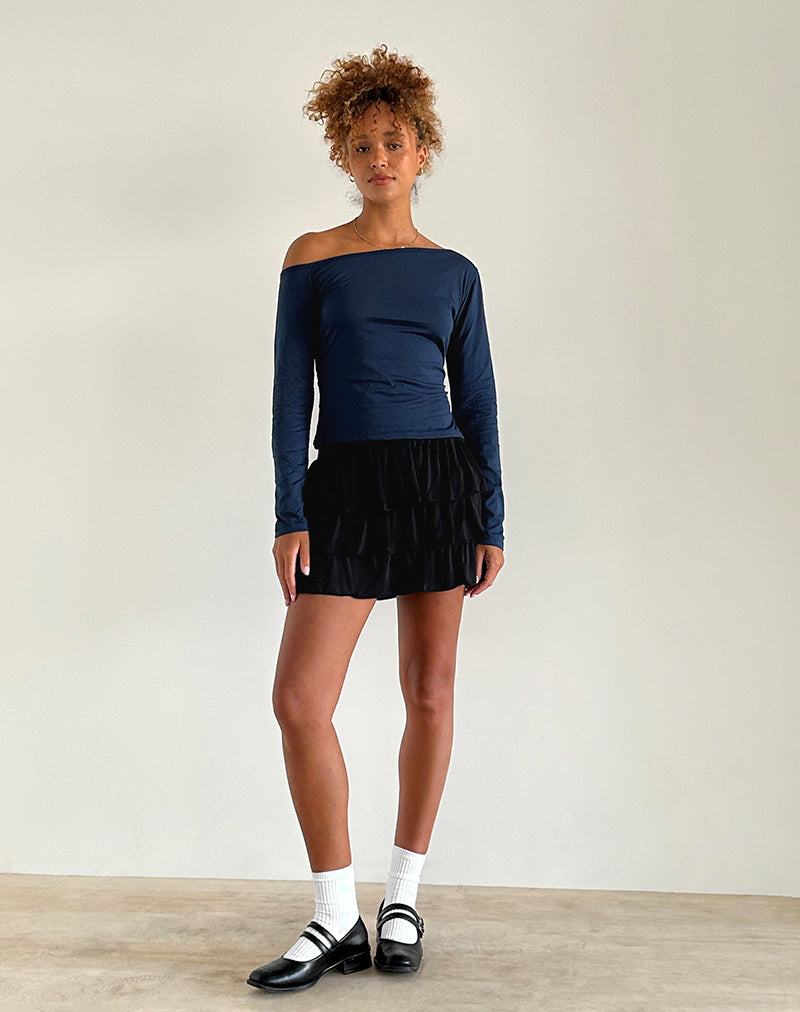 Imagen de Ledez Asym Slouchy Top en tejido azul marino