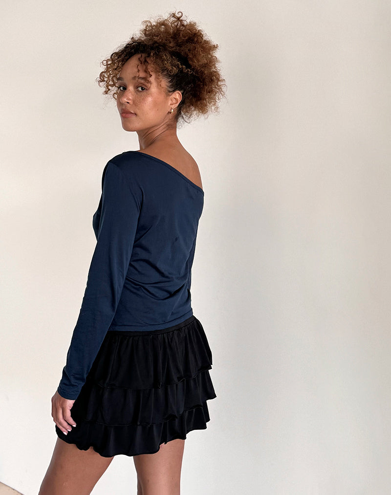 Imagen de Ledez Asym Slouchy Top en tejido azul marino