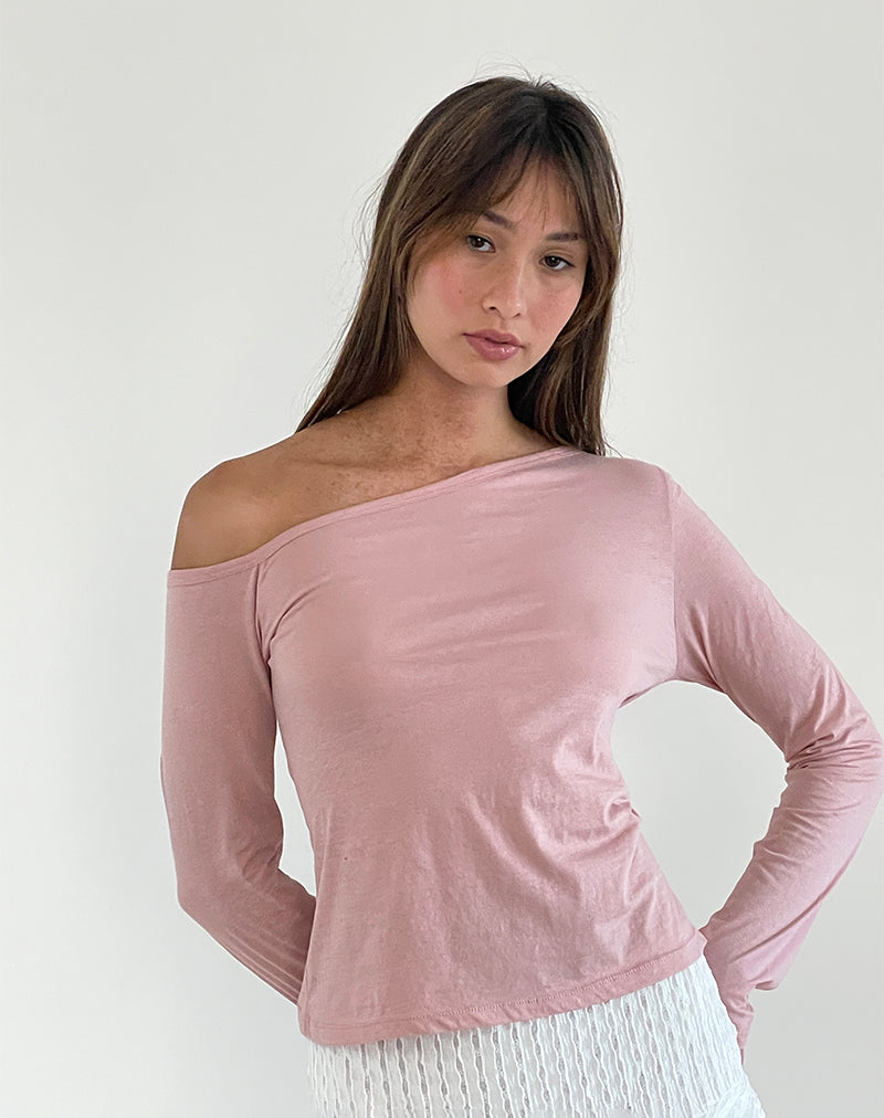 imagen de Ledez Asymmetrical Slouchy Top in Pink Lady Tissue