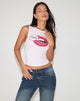 Image of Leen Camiseta de tirantes rosa con gráfico Kiss Me I'm Fab