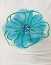 Marfil con flor azul pintada