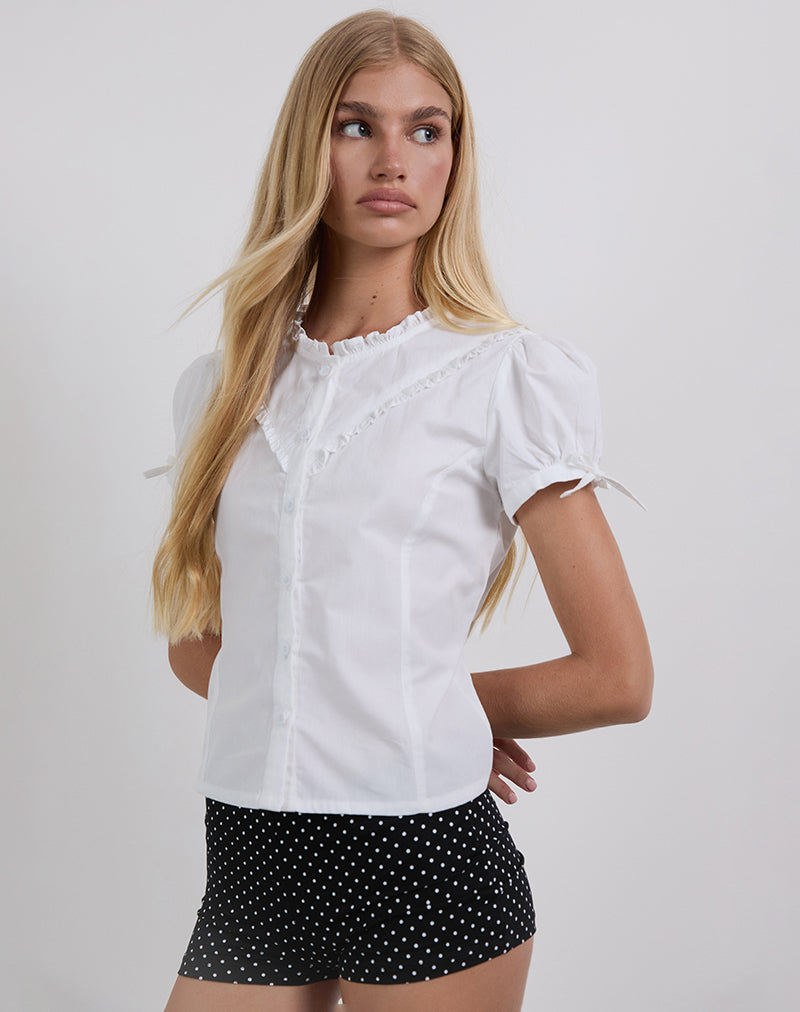 Legra Camisa con Cuello de Popelín Blanca
