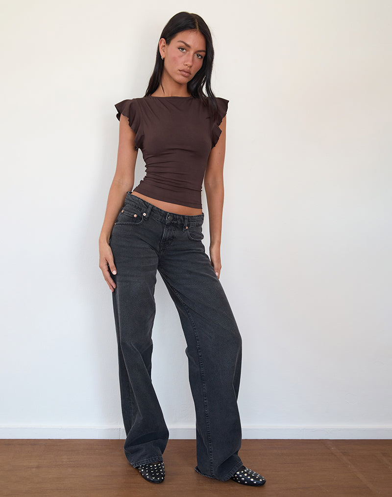 Imagen de Leisle Frill Top en Chocolate amargo