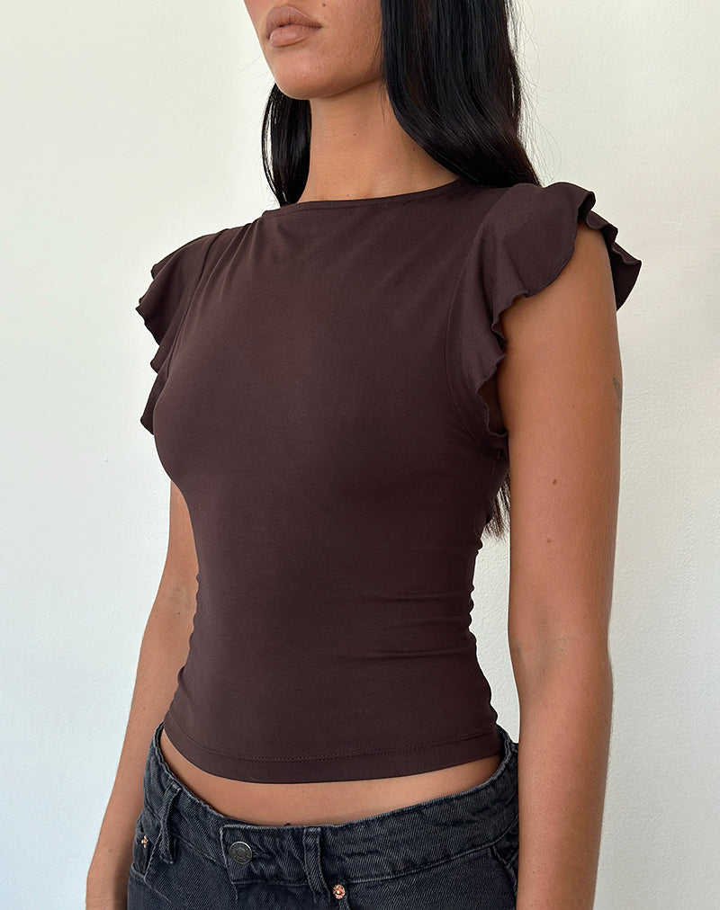 Imagen de Leisle Frill Top en Chocolate amargo