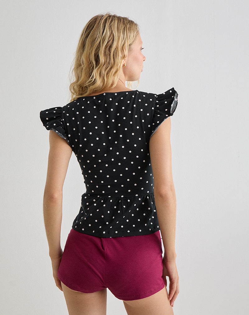 Imagen de Leisna Frill Top en Polka Negro