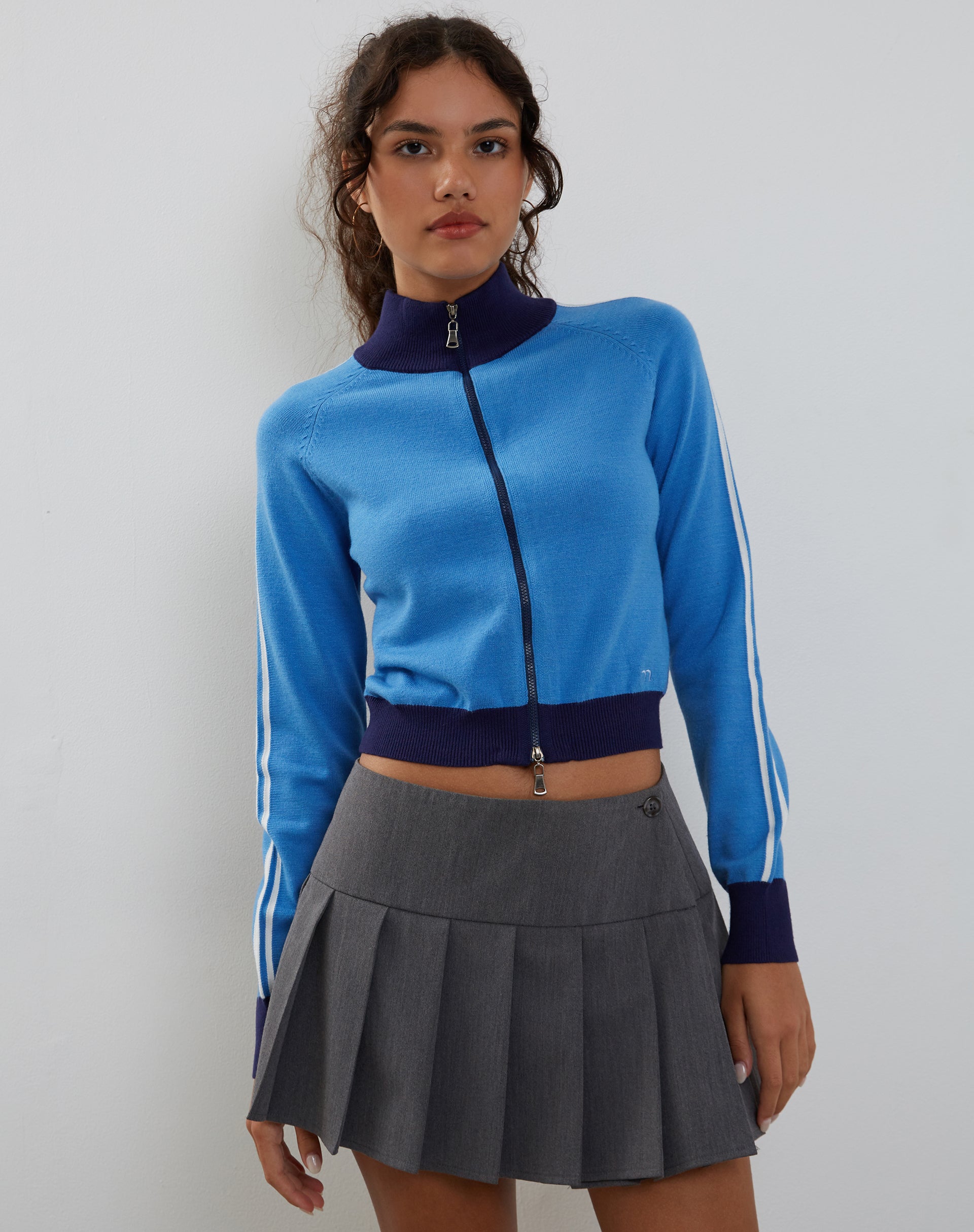 Imagen de Lennon Zip Up Jacket in Blue with White Stripe