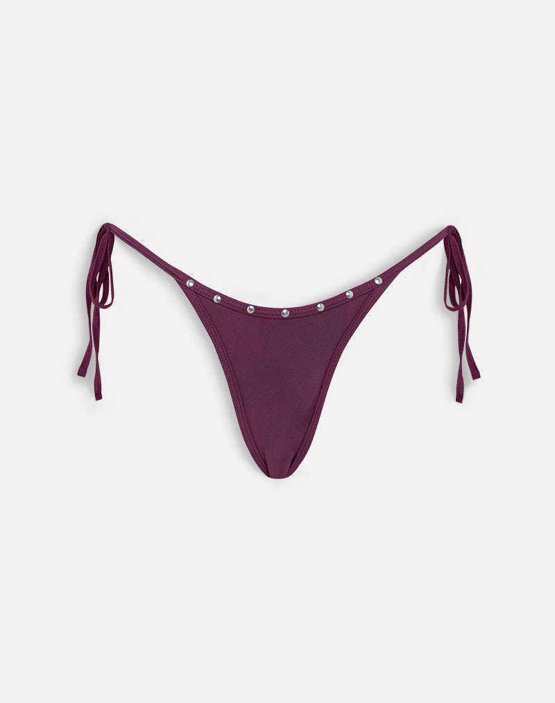 Braguita de bikini Lentra en burdeos con tachuelas